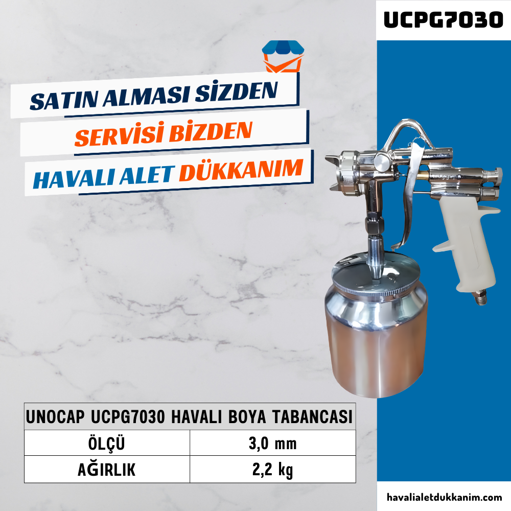 UNOCAP UCPG7030 Havalı Boya Tabancası Alttan Depo 3,0 mm