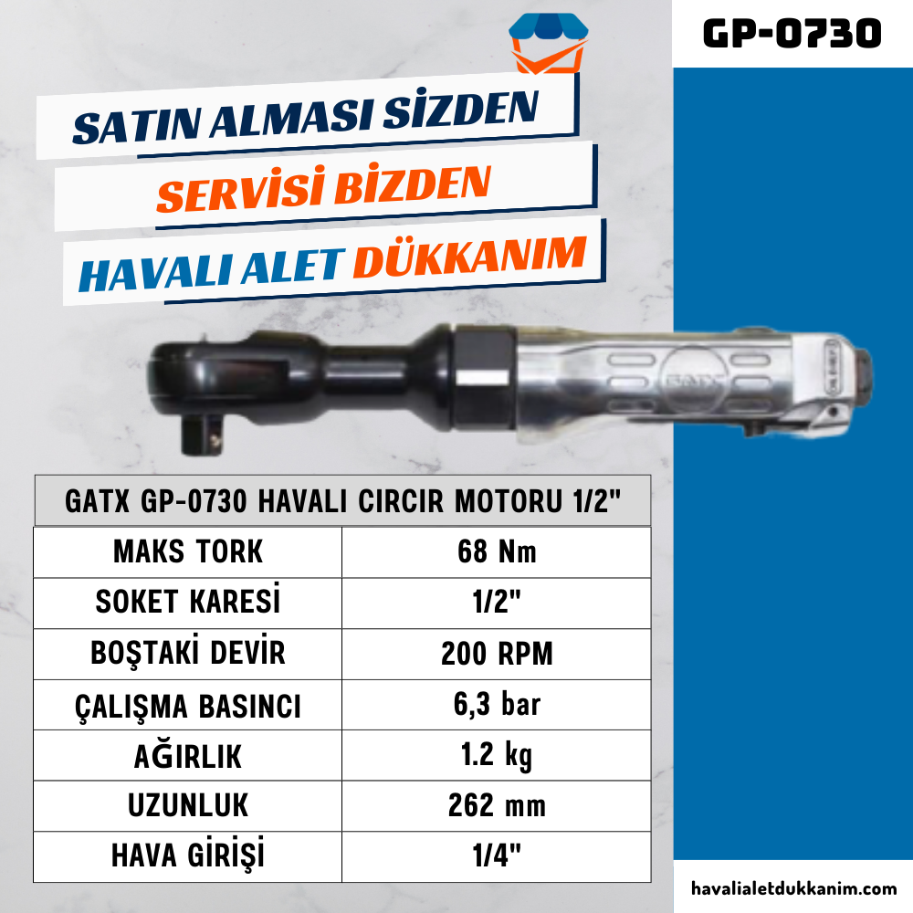 GATX GP-0730 Havalı Cırcır Motoru 1/2