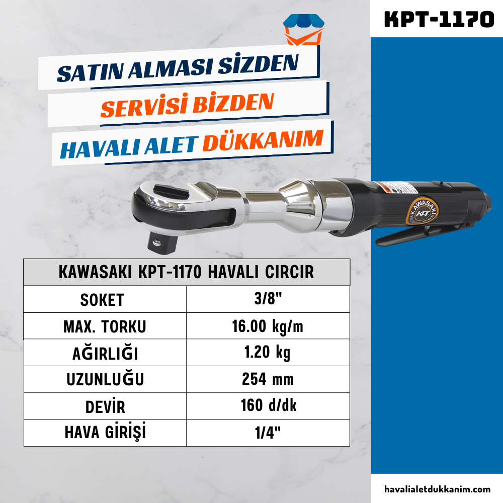 KAWASAKI KPT-1170 Havalı Cırcır Motoru 3/8