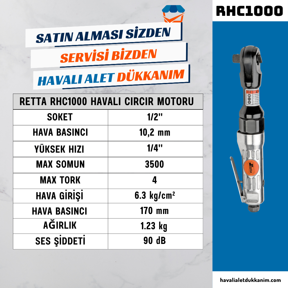 RETTA RHC1000 Havalı Cırcır Motoru 1/2