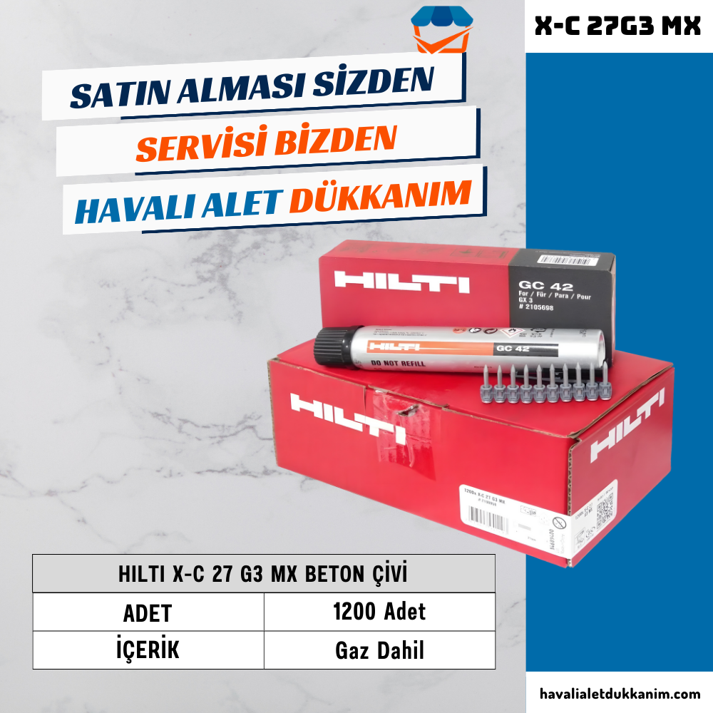 Hilti X-C 27 G3 Mx 1200 Adet  Beton Çivileri (Şeritli) Gaz Dahil