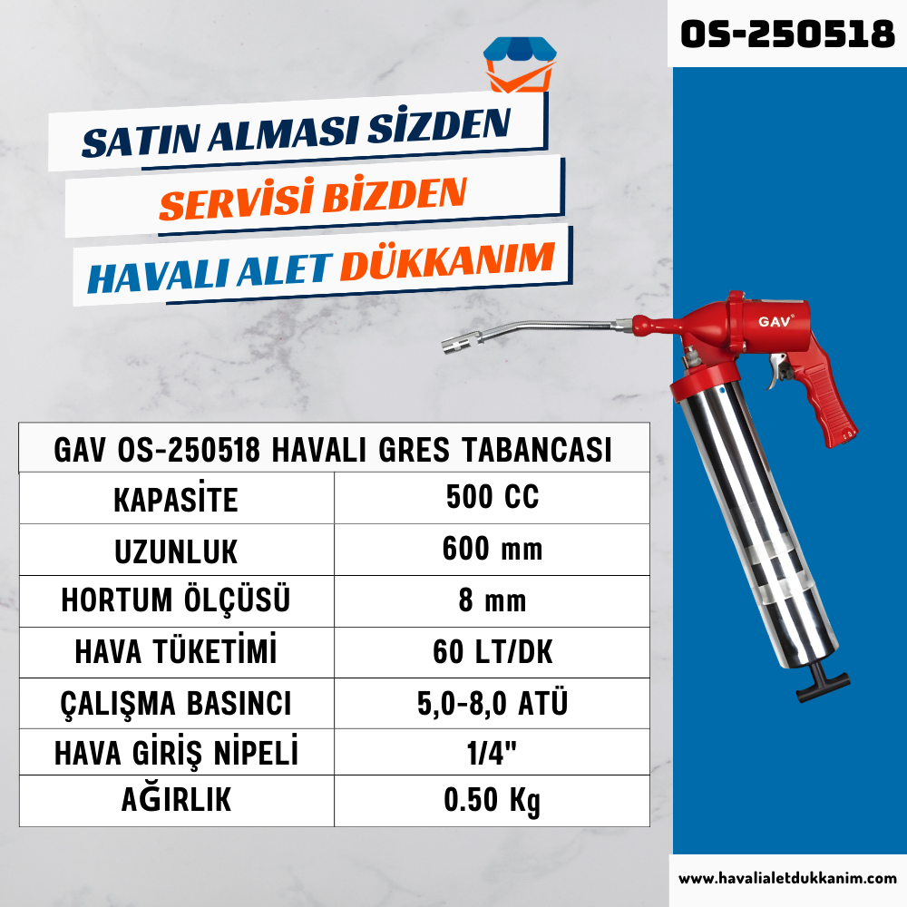 GAV OS-250518 Havalı Gres Tabancası