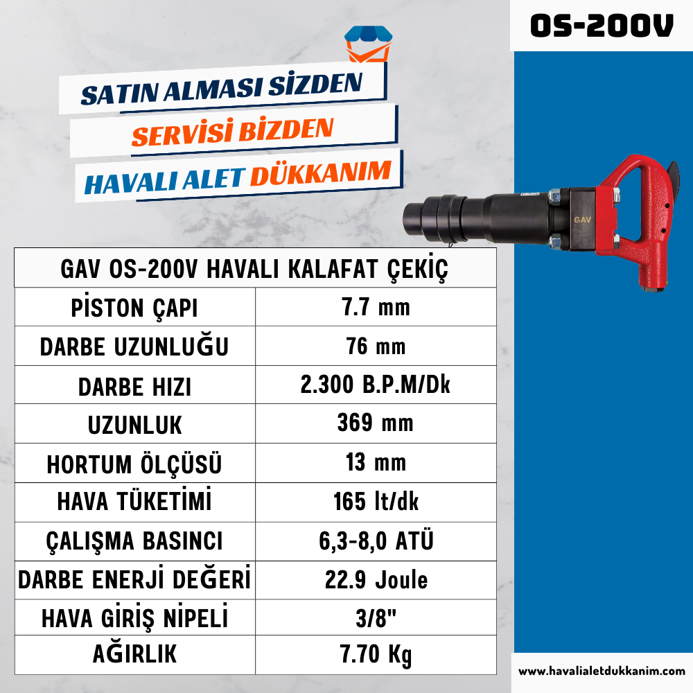 GAV OS-200V Havalı Kalafat Çekiç