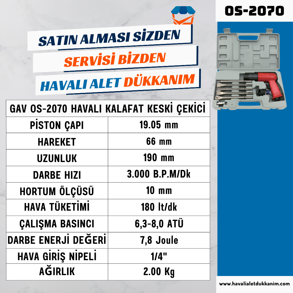 GAV OS-2070 Havalı Kalafat Keski Çekici