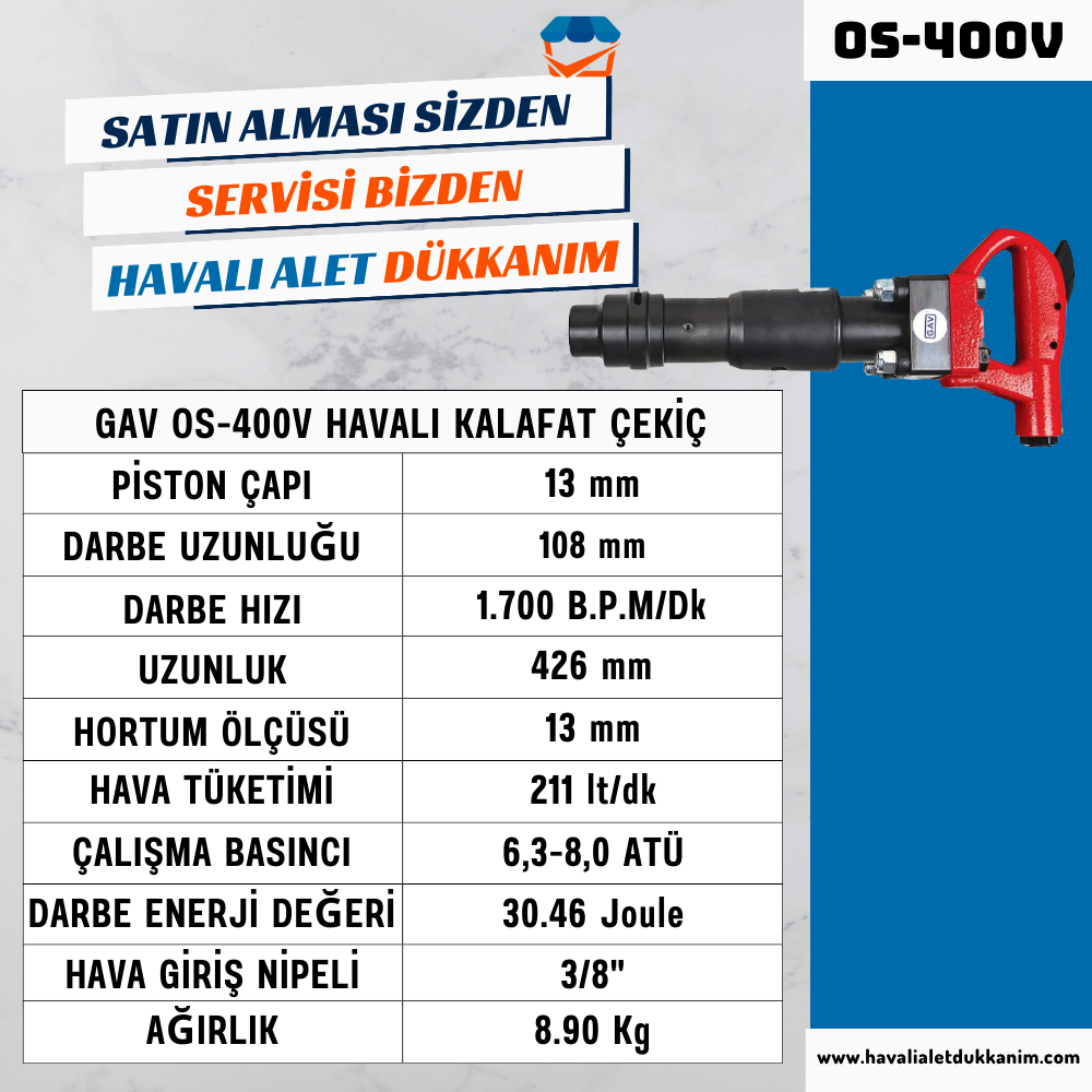 GAV OS-400V Havalı Kalafat Çekiç