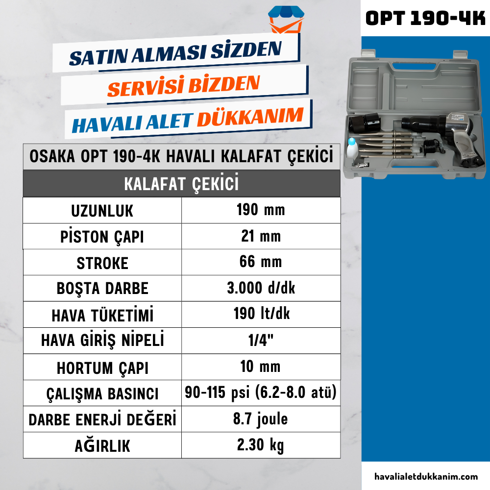 OSAKA OPT 190-4K Havalı Kalafat Çekici