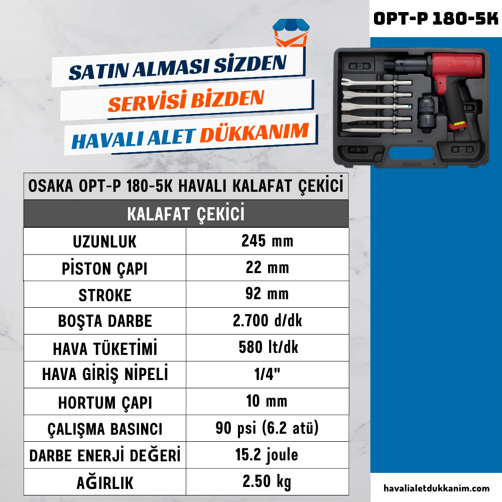 OSAKA OPT-P 180-5K Havalı Kalafat Çekici