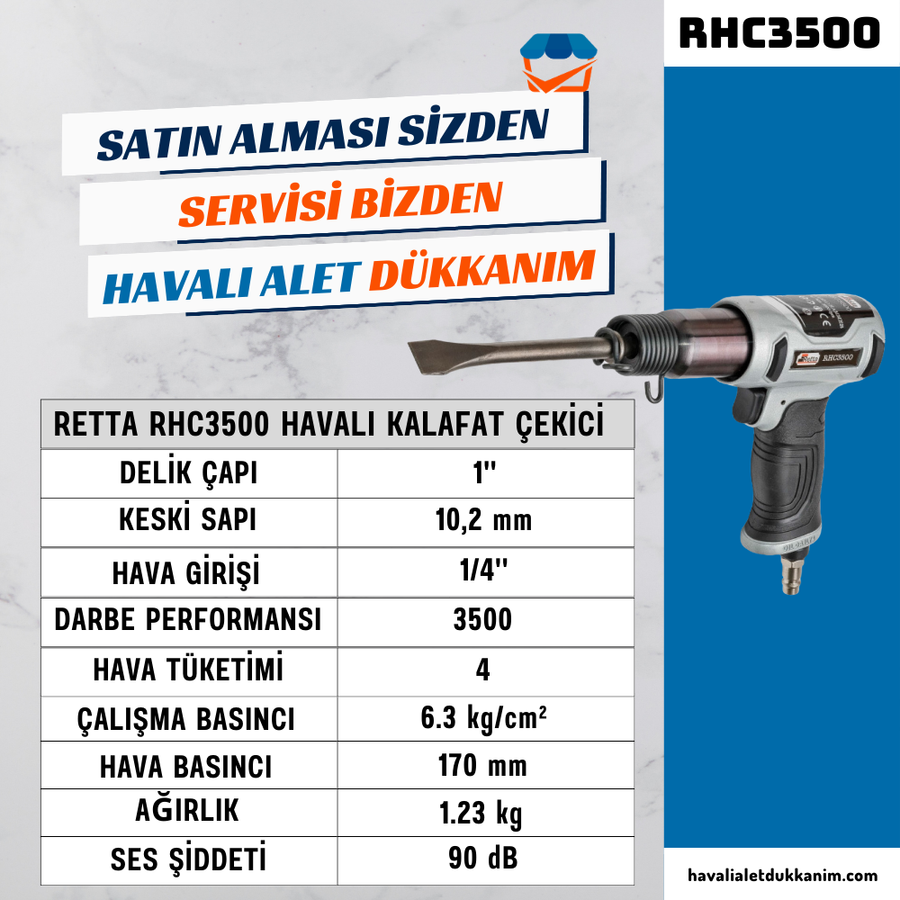 RETTA RHC3500 Havalı Kalafat Çekici 3/4