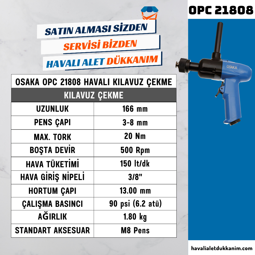 OSAKA OPC 21808 Havalı Kılavuz Çekme