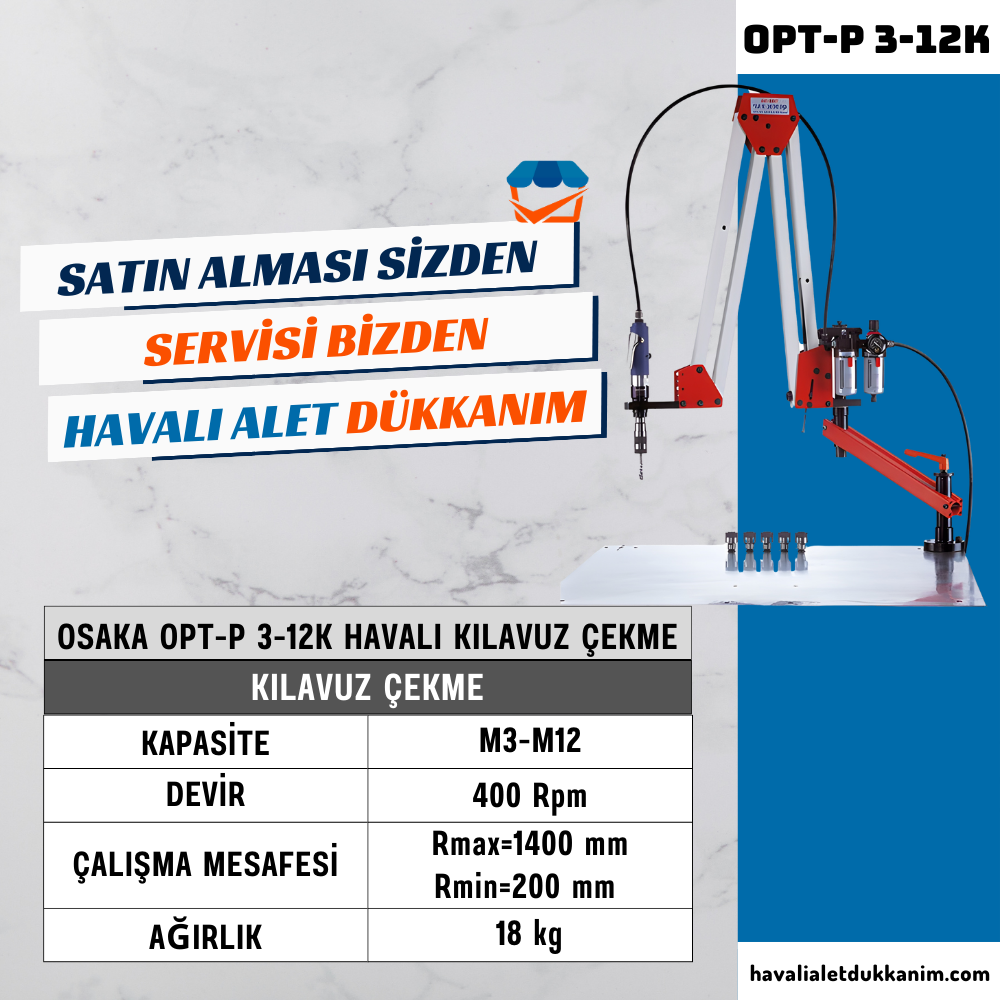 OSAKA OPT-P 3-12K Havalı Kılavuz Çekme