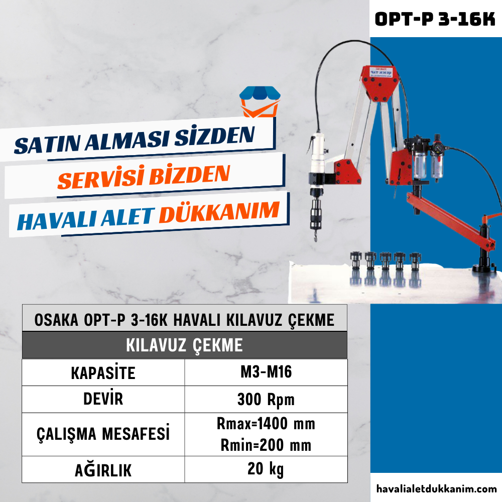 OSAKA OPT-P 3-16K Havalı Kılavuz Çekme