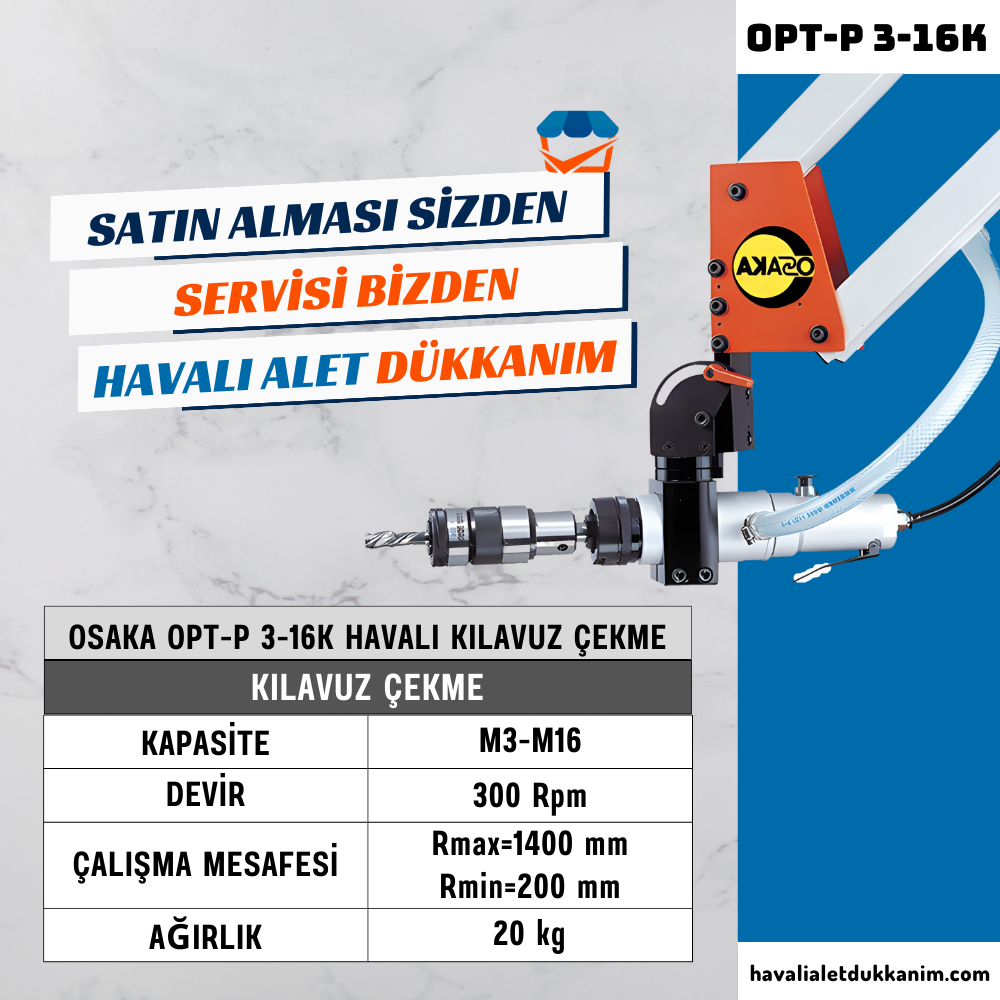 OSAKA OPT-P 3-16K Havalı Kılavuz Çekme 90°