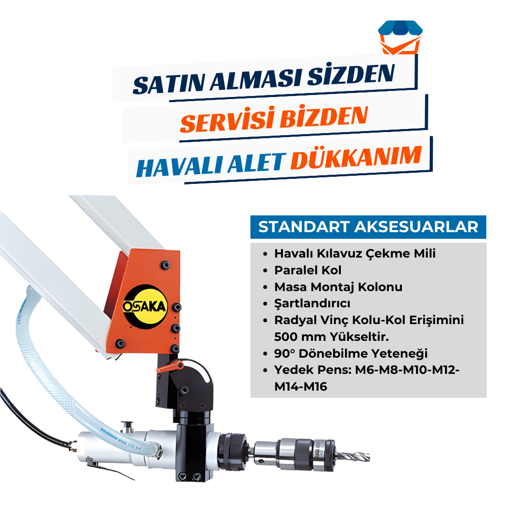OSAKA OPT-P 3-16K Havalı Kılavuz Çekme 90°