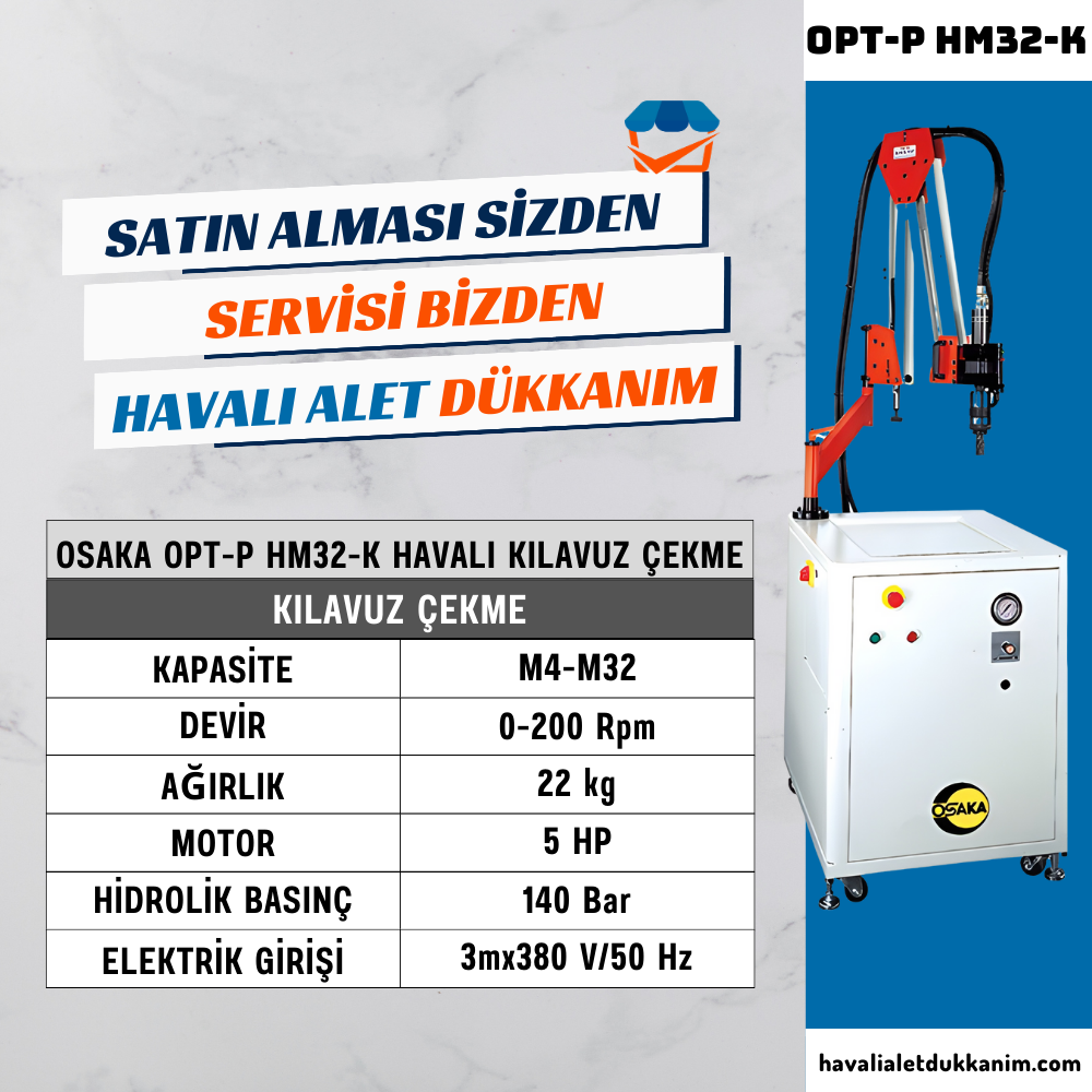 OSAKA OPT-P HM32-K Havalı Kılavuz Çekme
