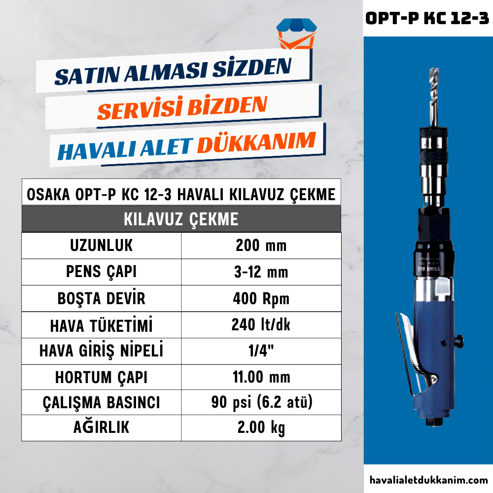 OSAKA OPT-P KC 12-3 Havalı Kılavuz Çekme