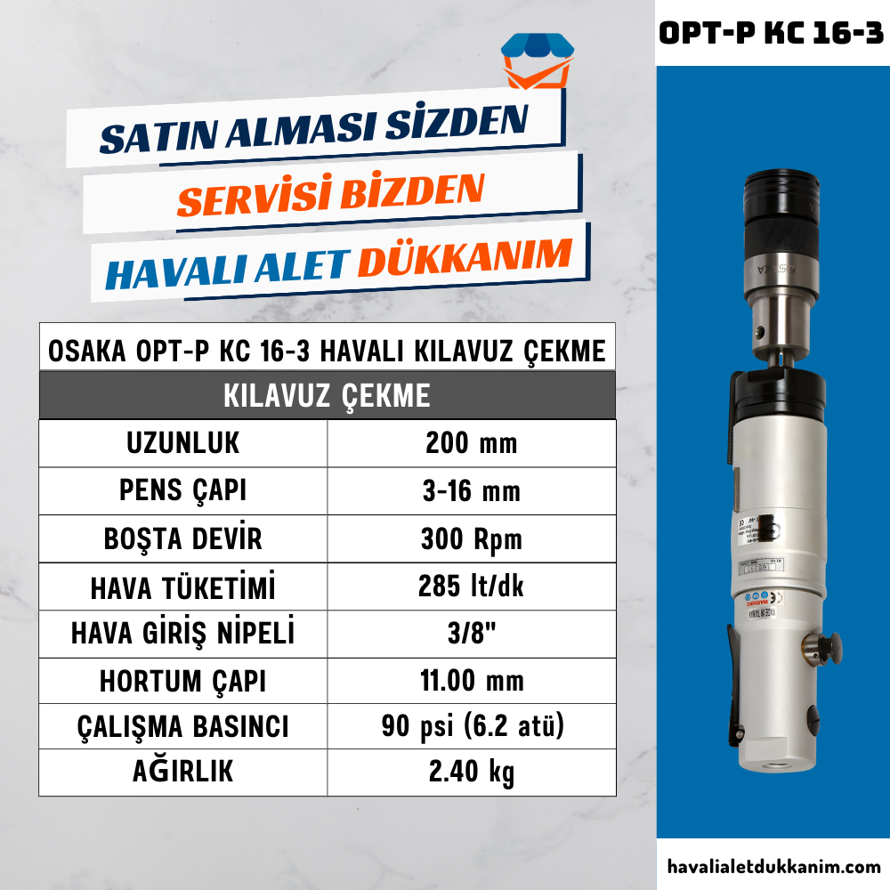 OSAKA OPT-P KC 16-3 Havalı Kılavuz Çekme