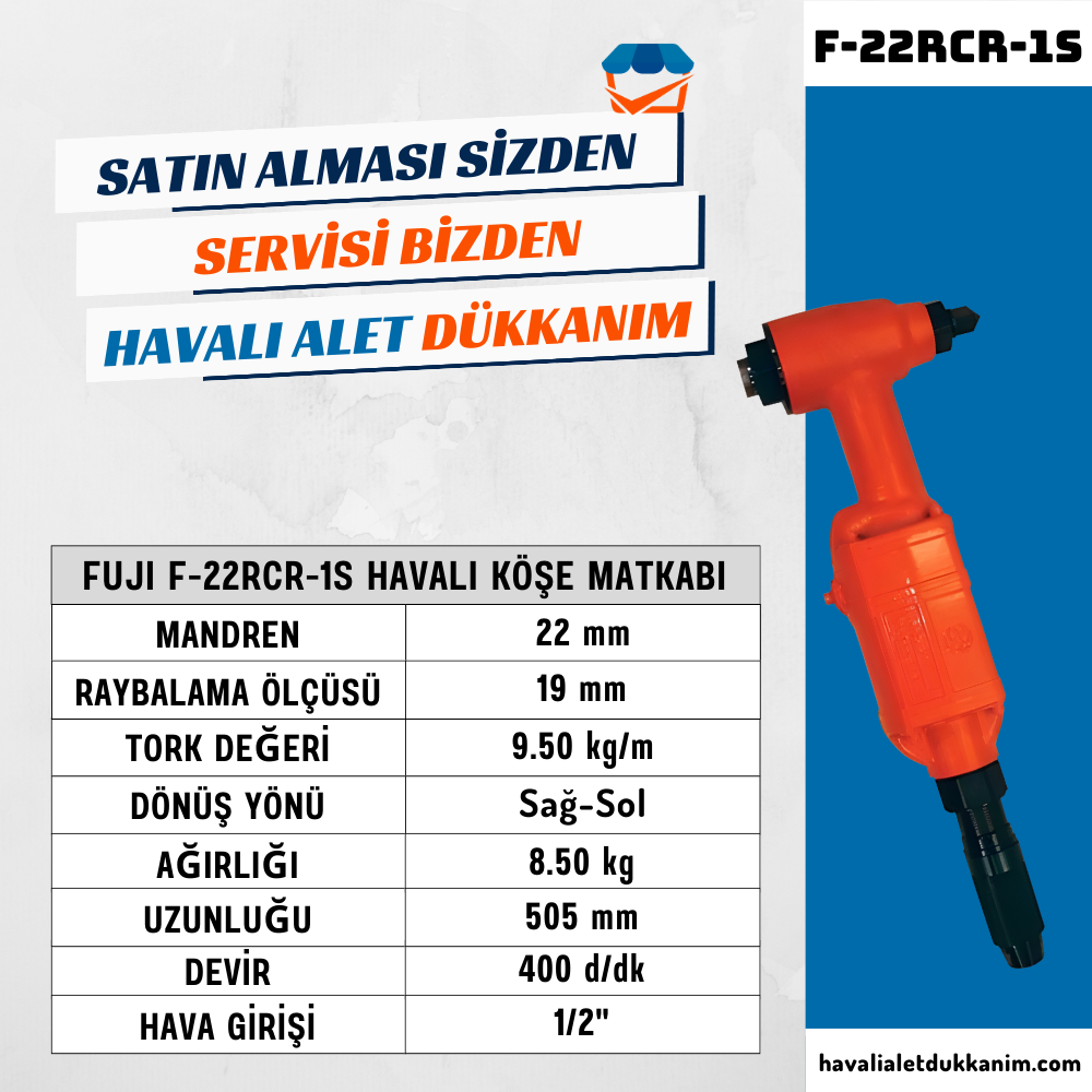 FUJI F-22RCR-1S Havalı Köşe Matkabı 22 mm
