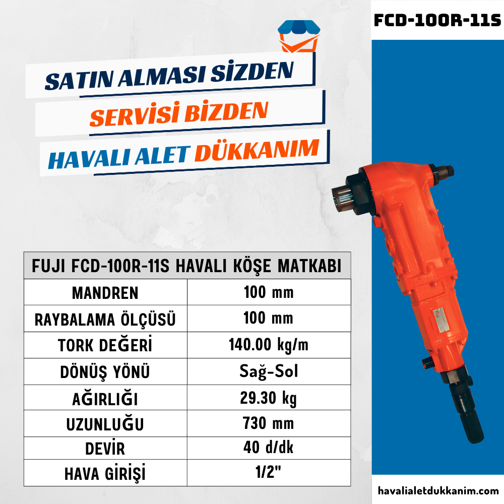 FUJI FCD-100R-11S Havalı Köşe Matkabı 100 mm