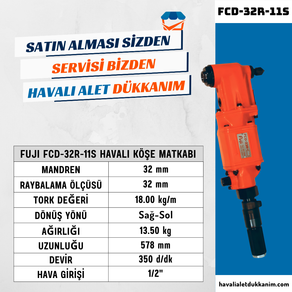FUJI FCD-32R-11S Havalı Köşe Matkabı 32 mm