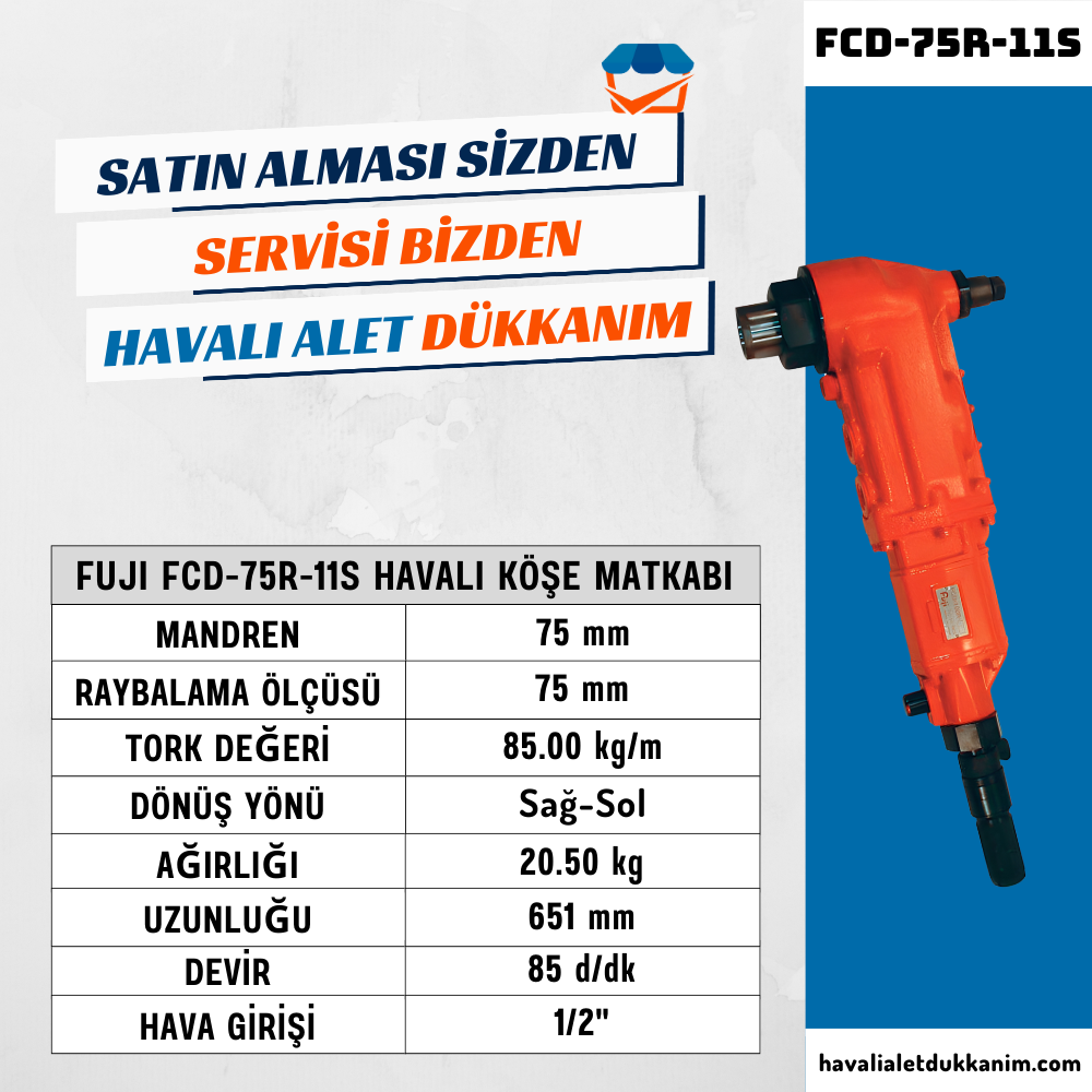 FUJI FCD-75R-11S Havalı Köşe Matkabı 75 mm