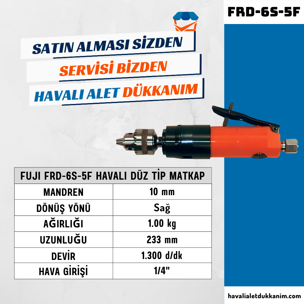 FUJI FRD-6S-5F Havalı Düz Tip Matkap 10 mm