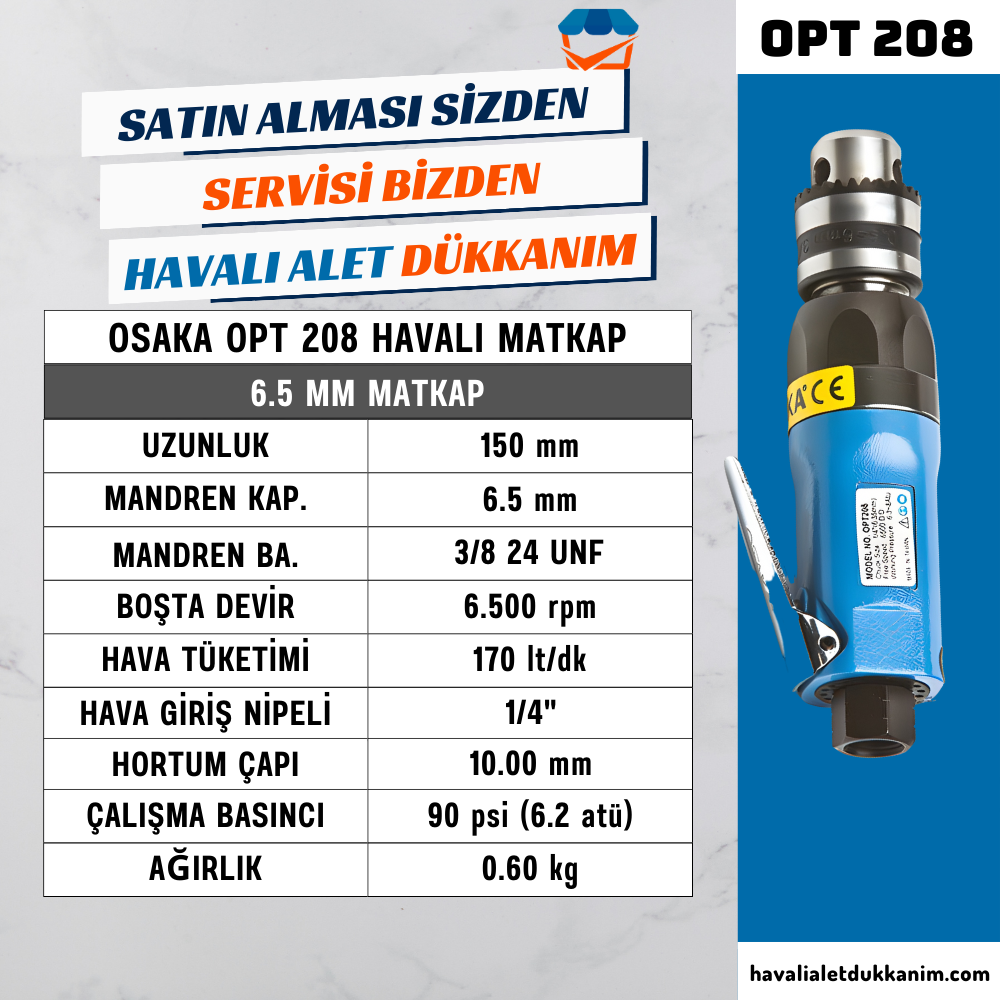 OSAKA OPT 208 Havalı Matkap 6.5 mm