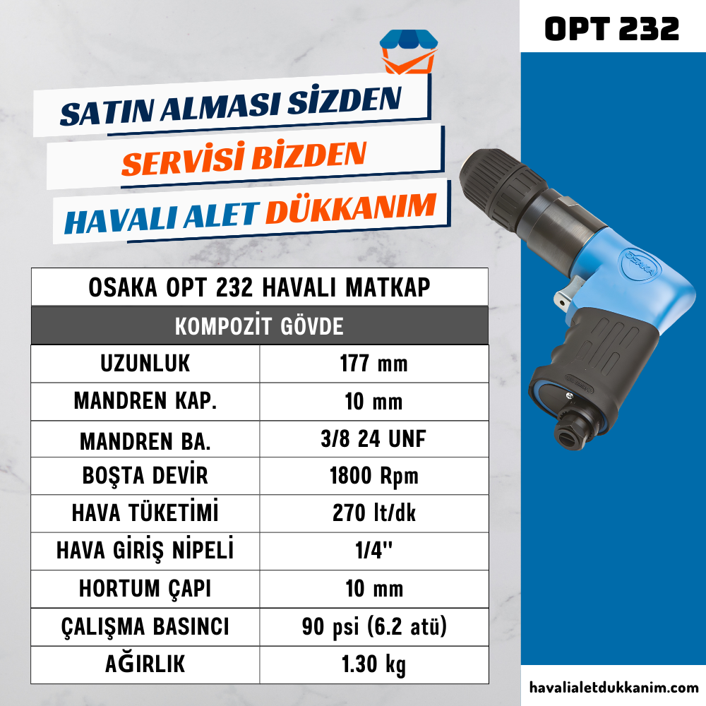 OSAKA OPT 232 Havalı Matkap 10 mm Sağ-Sol
