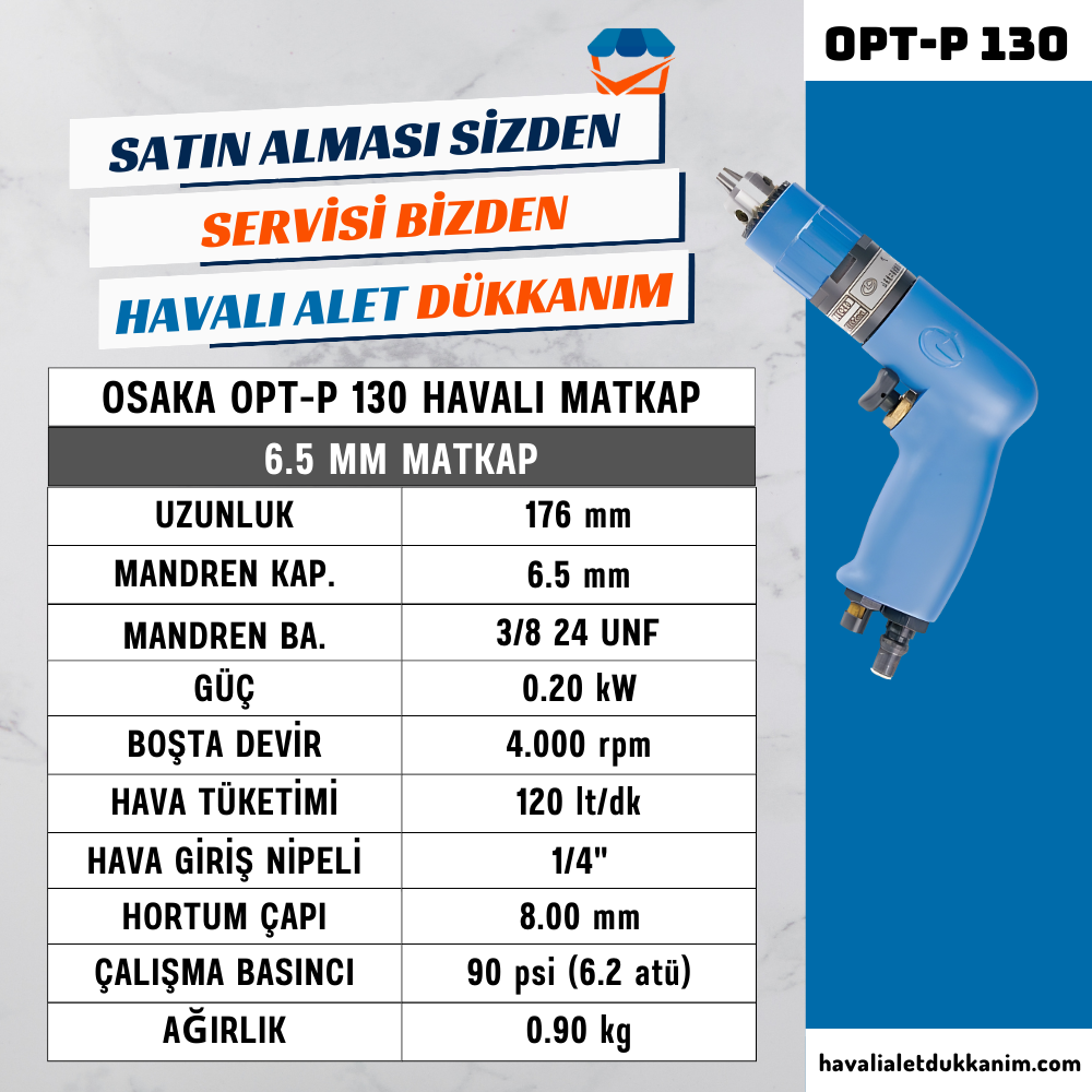 OSAKA OPT-P 130 Havalı Matkap 6.5 mm