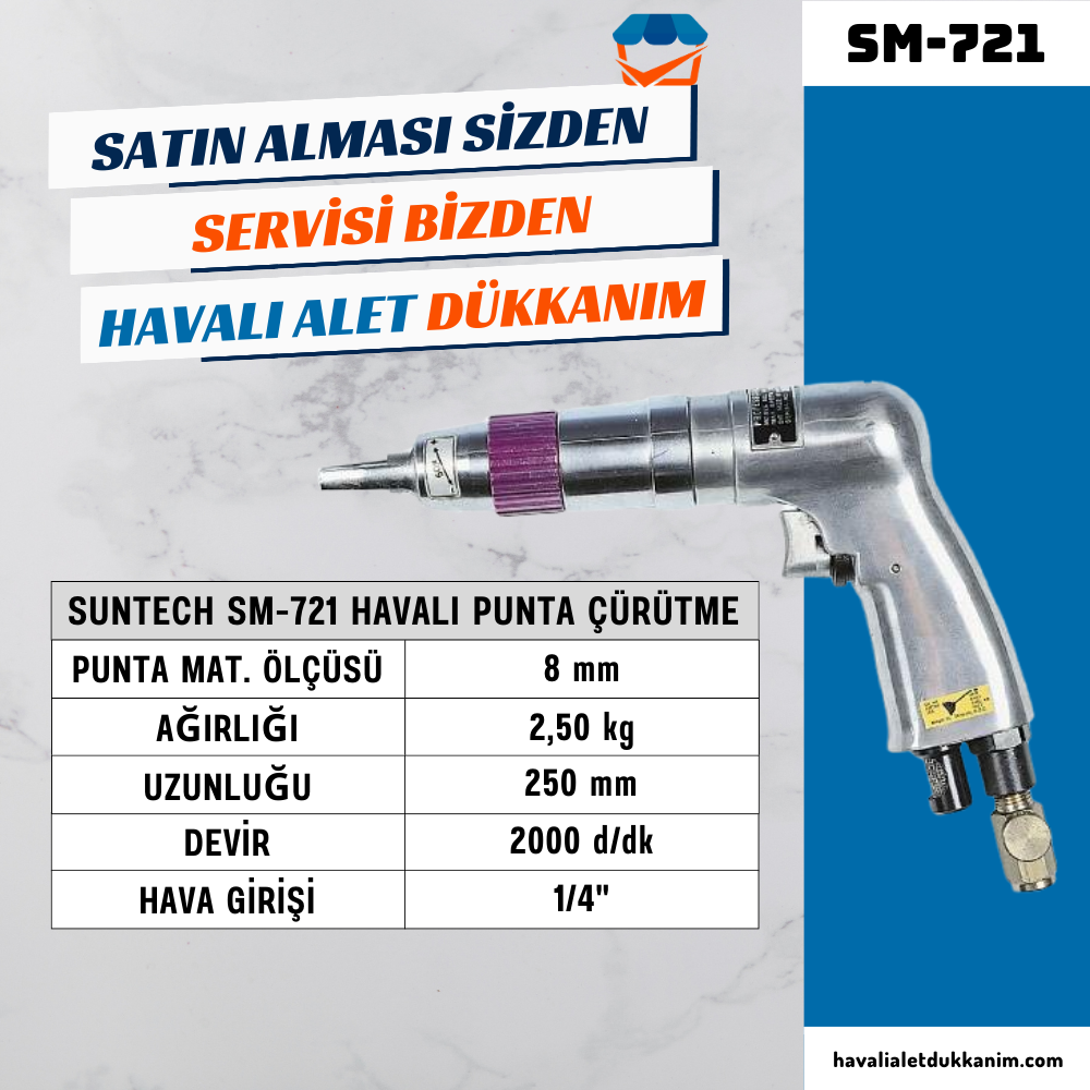 SUNTECH SM-721 Havalı Punta Çürütme Matkabı