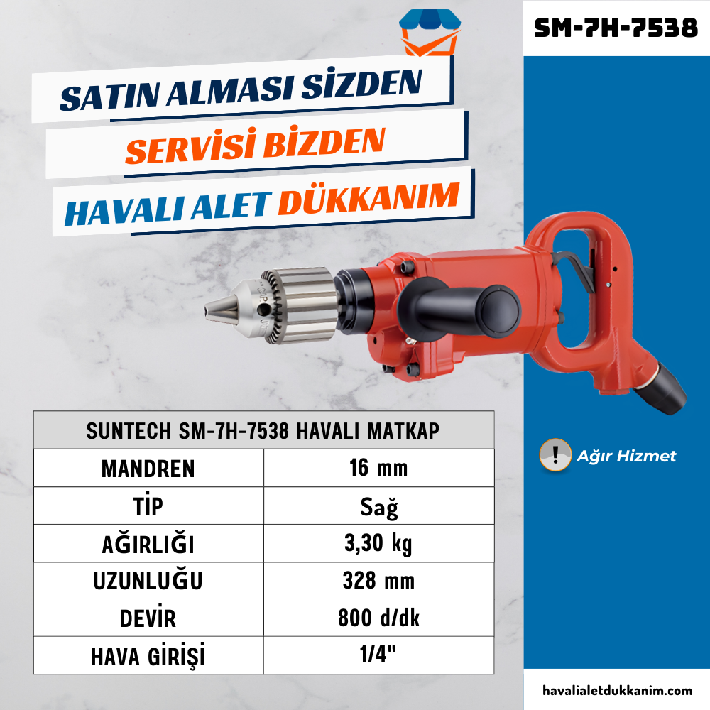 SUNTECH SM-7H-7538 Havalı Matkap 16 mm