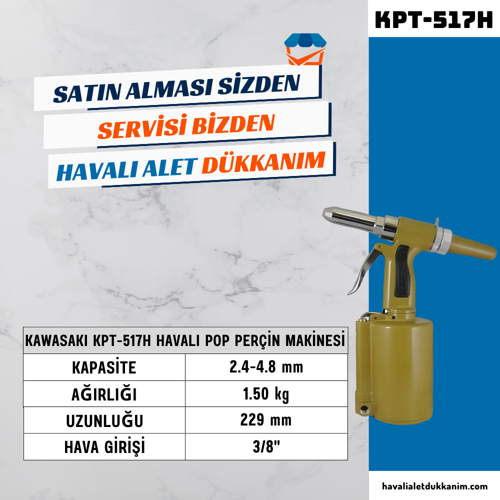 KAWASAKI KPT-517H Havalı Pop Perçin Makinesi