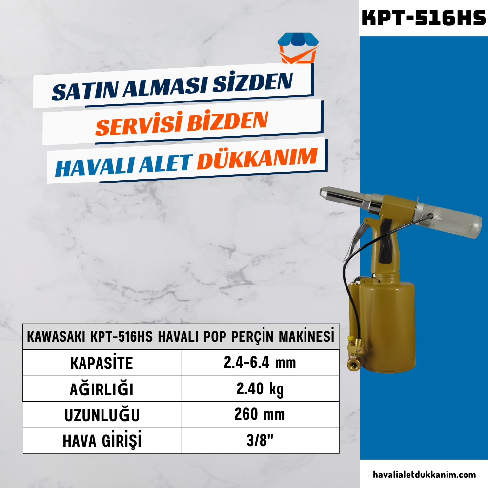 KAWASAKI KPT-516HS Havalı Pop Perçin Makinesi