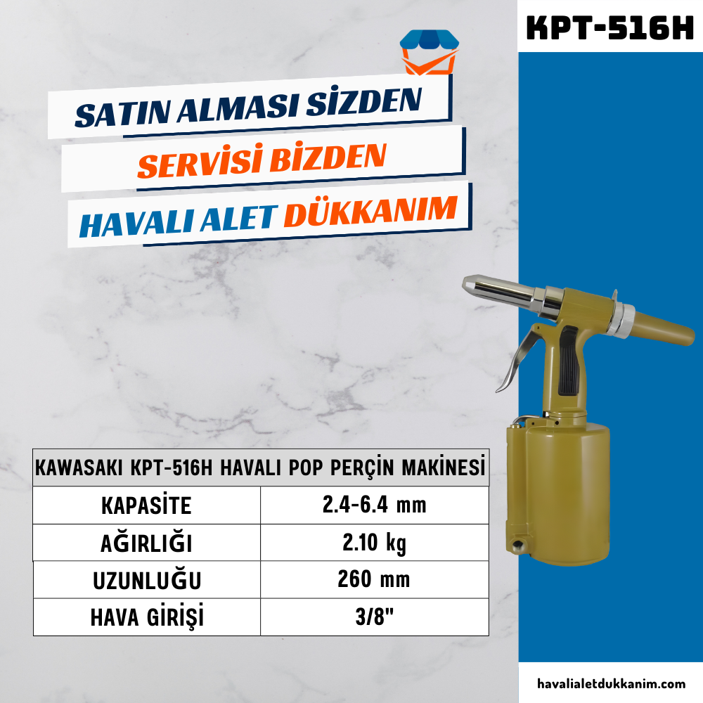 KAWASAKI KPT-516H Havalı Pop Perçin Makinesi