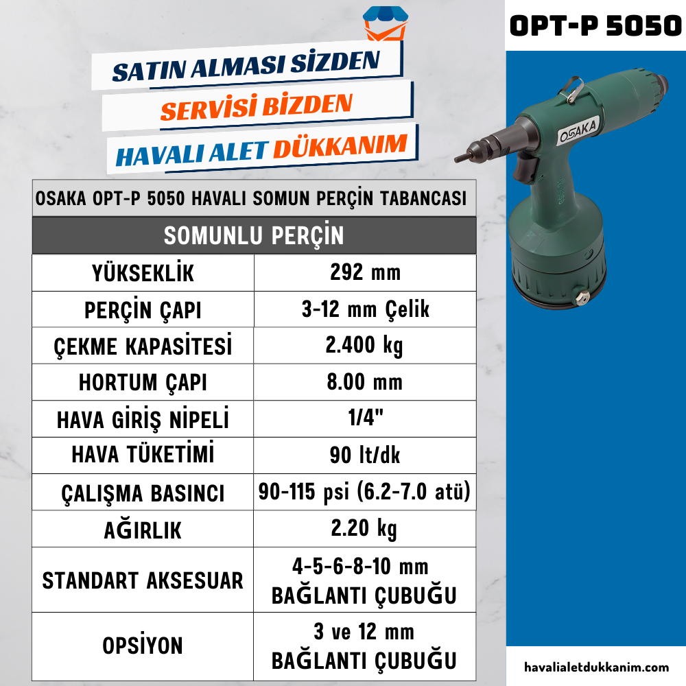 OSAKA OPT-P 5050 Havalı Somun Perçin Tabancası