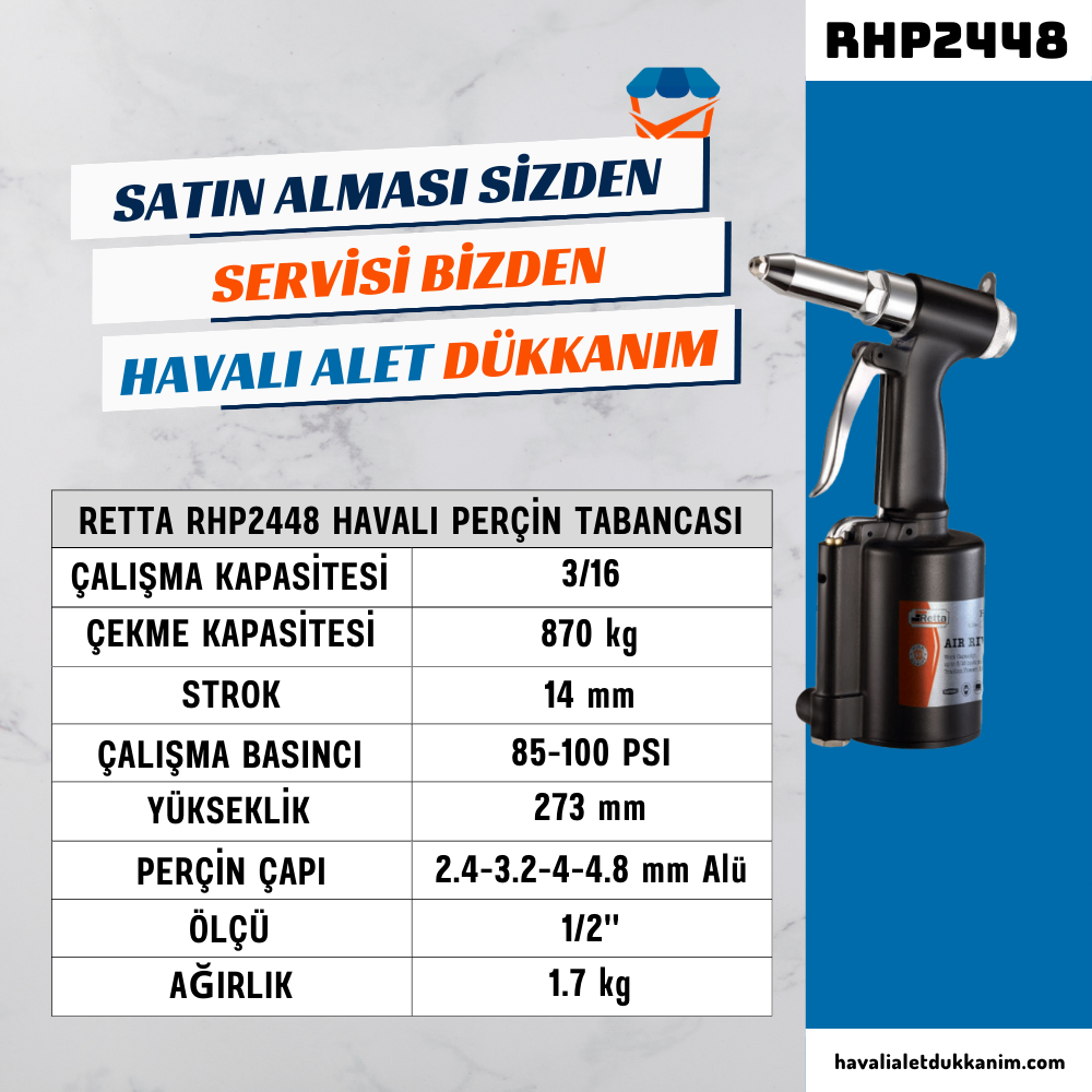 RETTA RHP2448 Havalı Perçin Tabancası