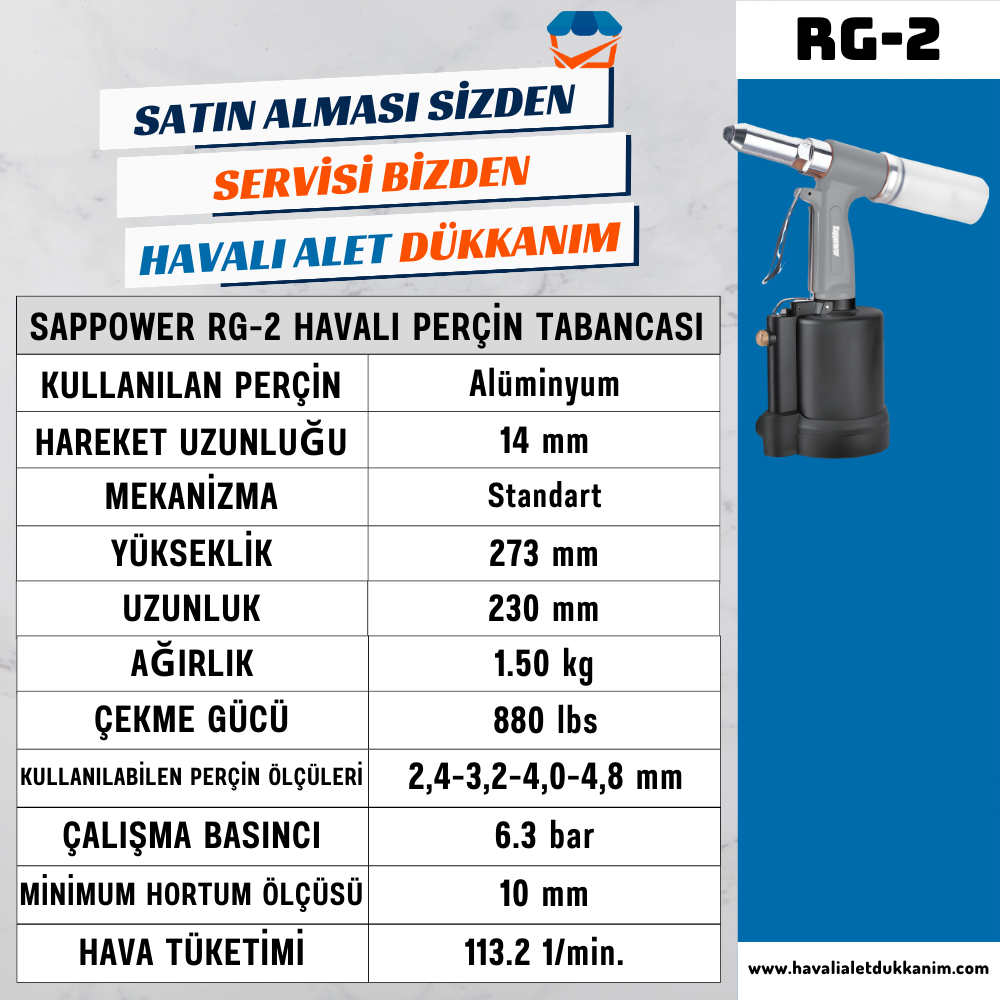 SAPPOWER RG-2 Havalı Perçin Tabancası
