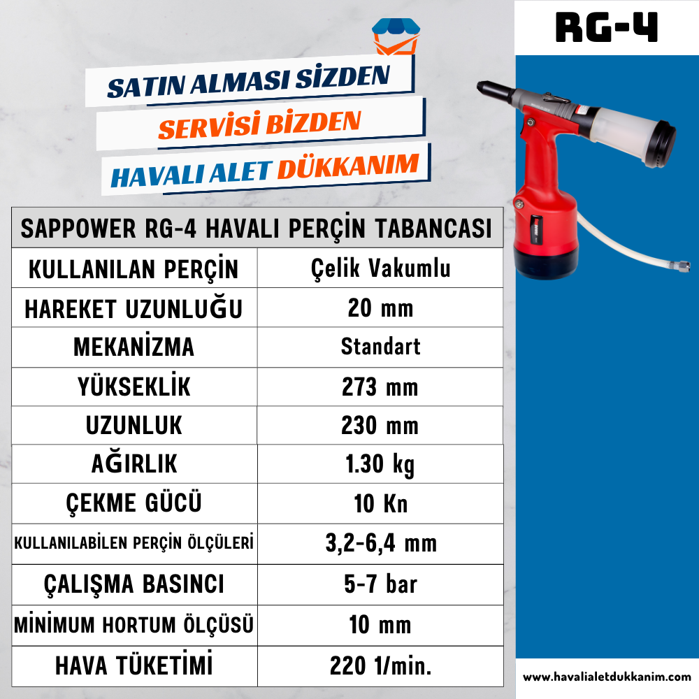 SAPPOWER RG-4 Havalı Perçin Tabancası