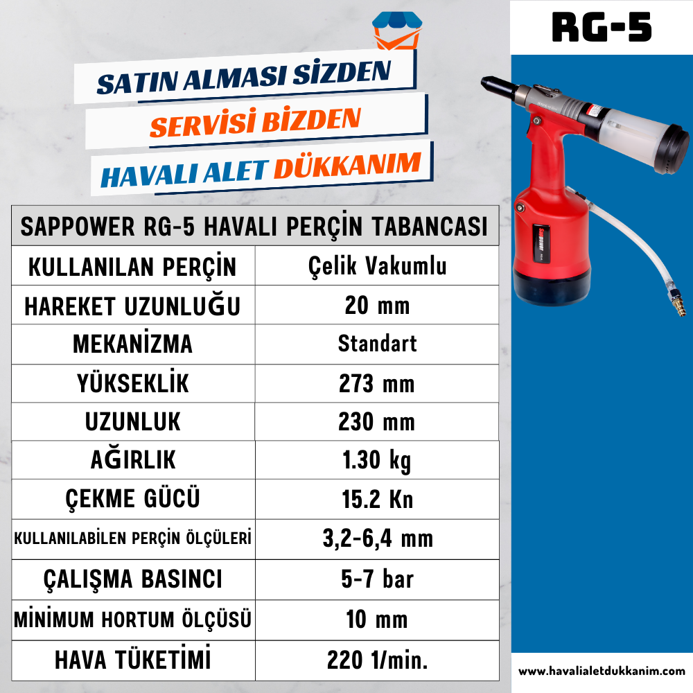 SAPPOWER RG-5 Havalı Perçin Tabancası