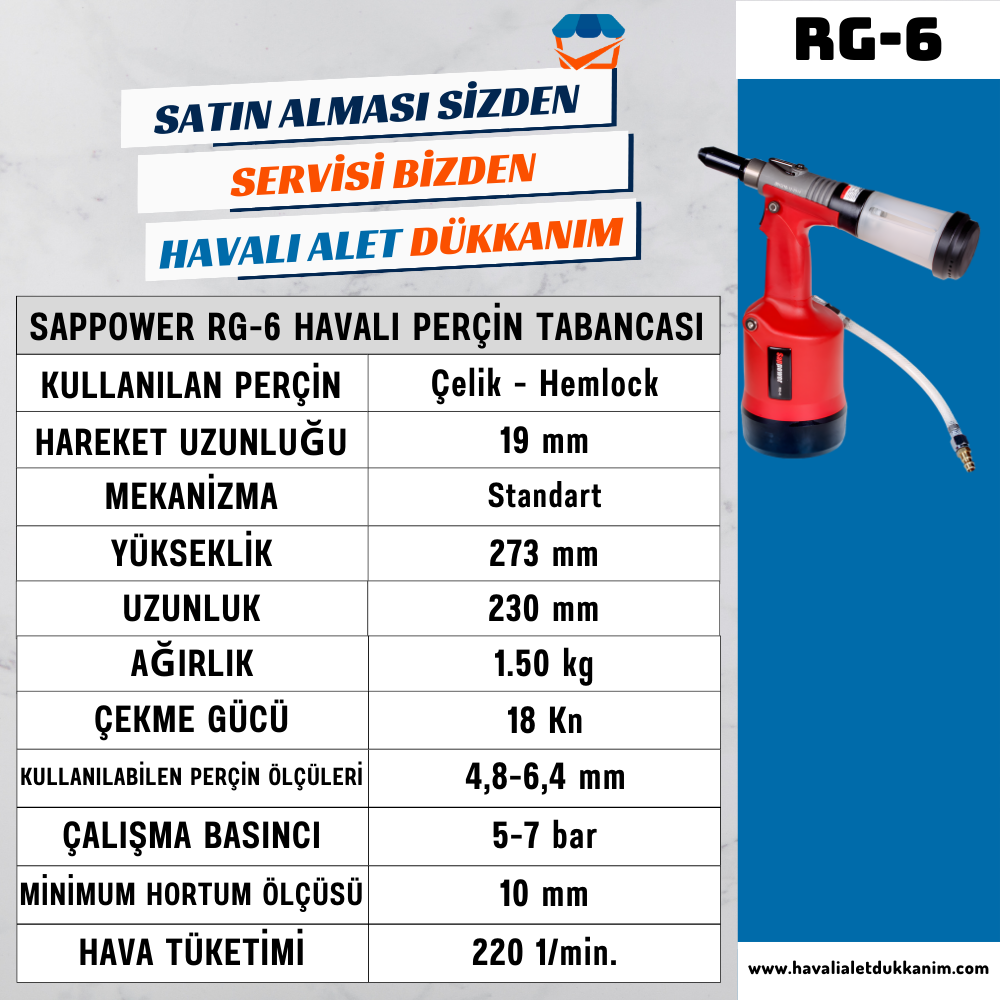 SAPPOWER RG-6 Havalı Perçin Tabancası