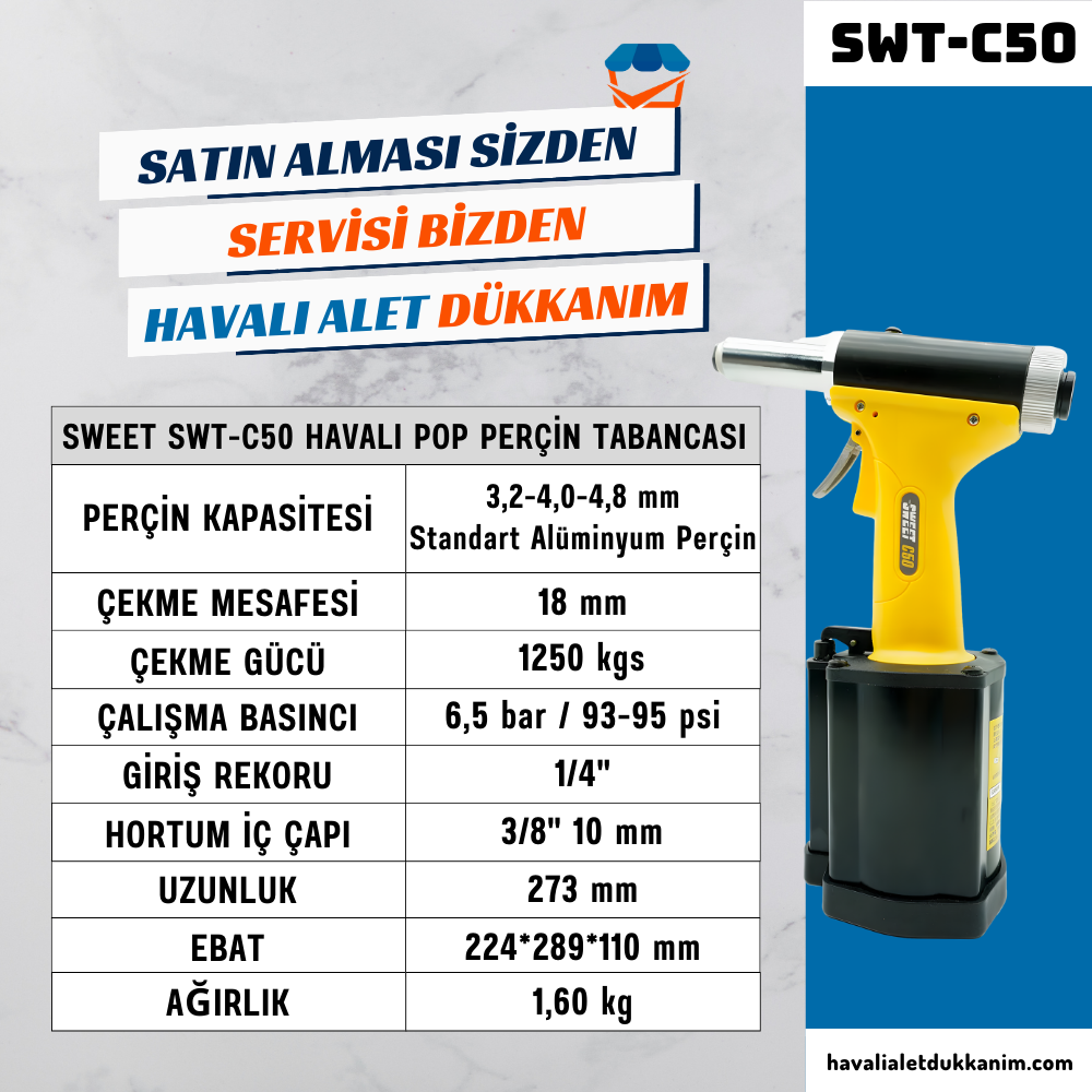 SWEET SWT-C50 Havalı Pop Perçin Tabancası 4.8 mm