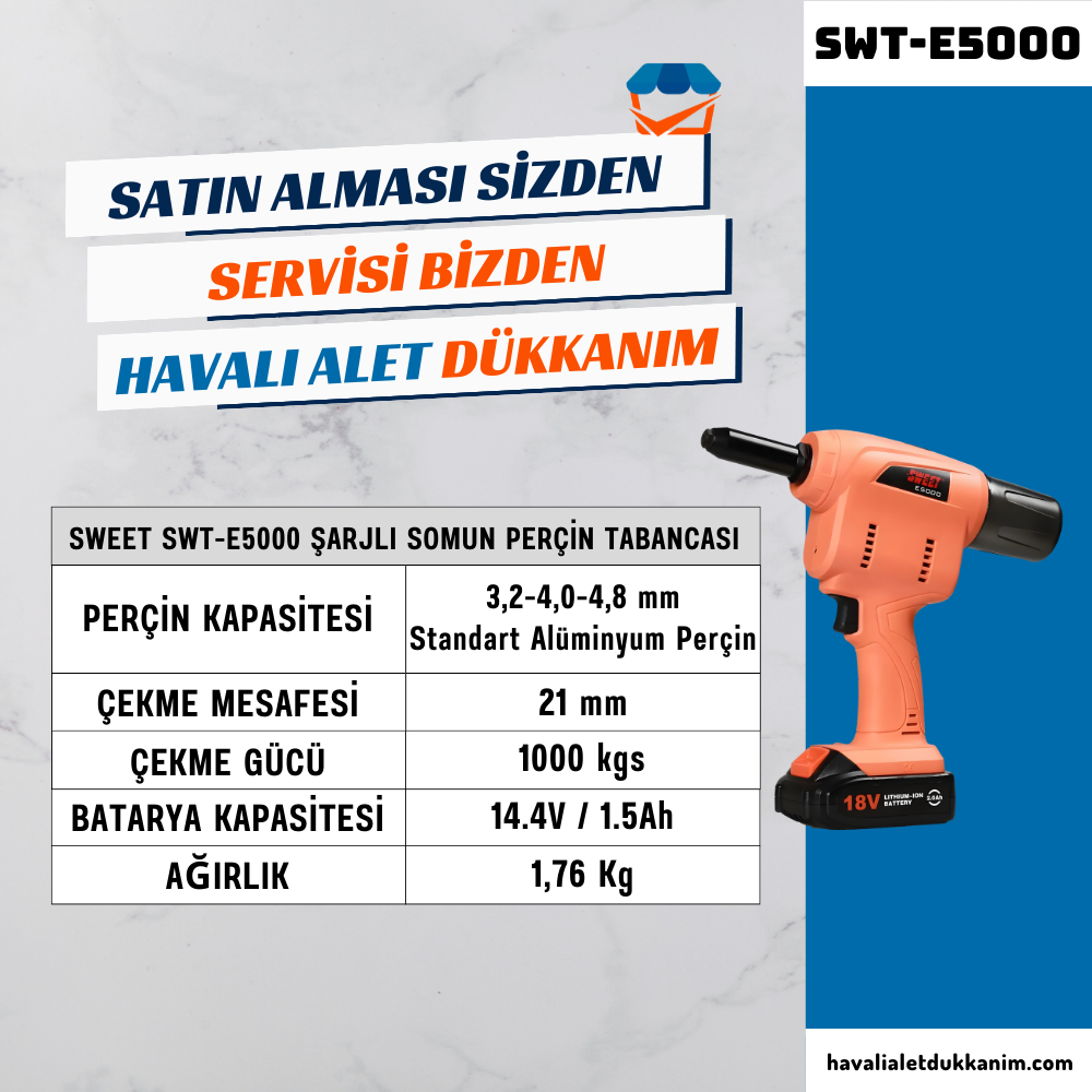 SWEET SWT-E5000 Şarjlı Pop Perçin Tabancası