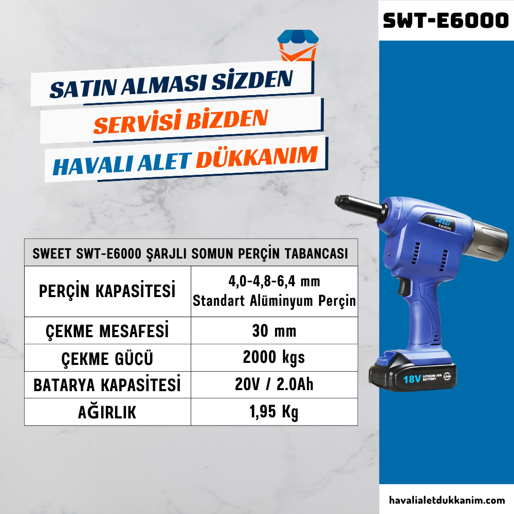 SWEET SWT-E6000 Şarjlı Pop Perçin Tabancası