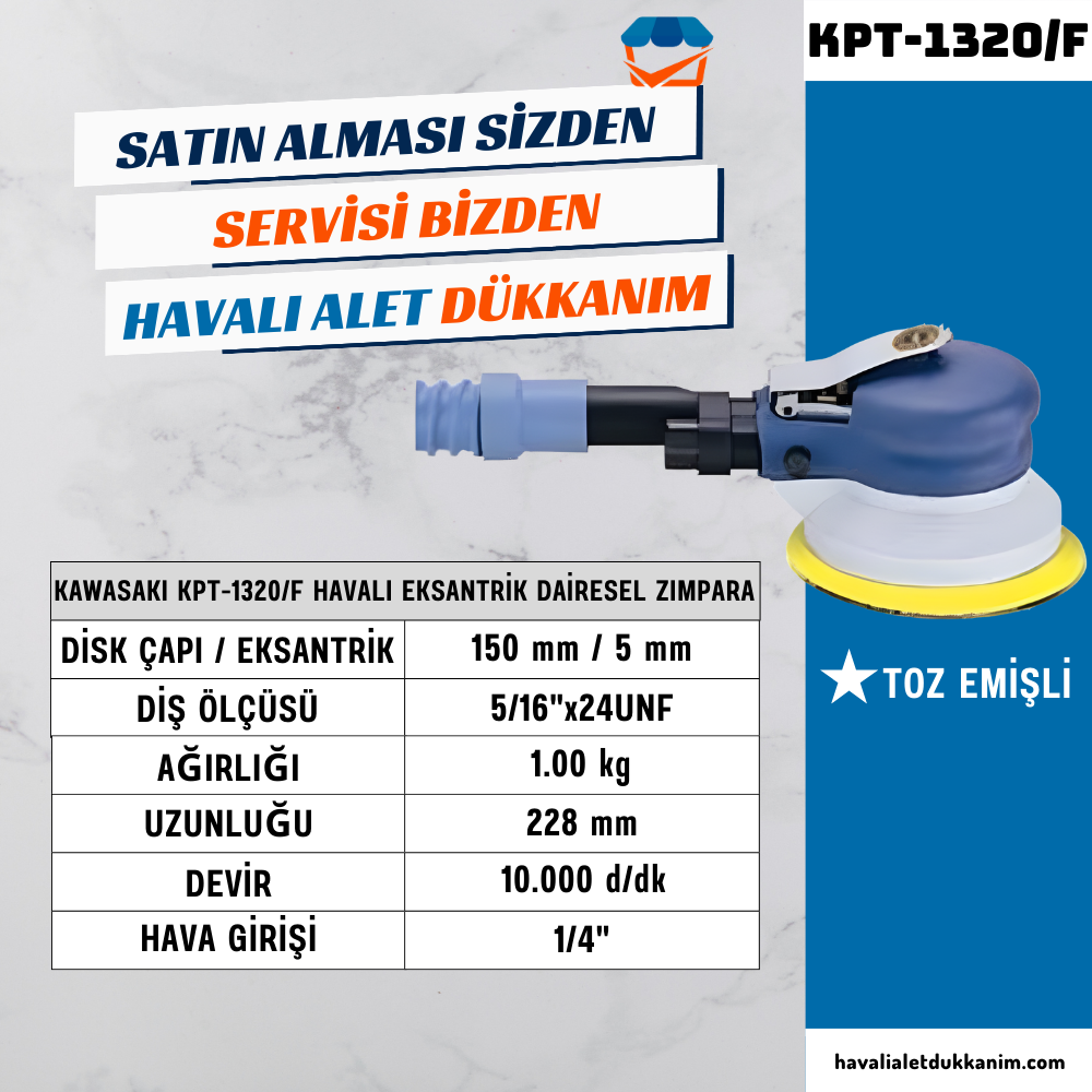 KAWASAKI KPT-1320/F Havalı Eksantrik Dairesel Zımpara