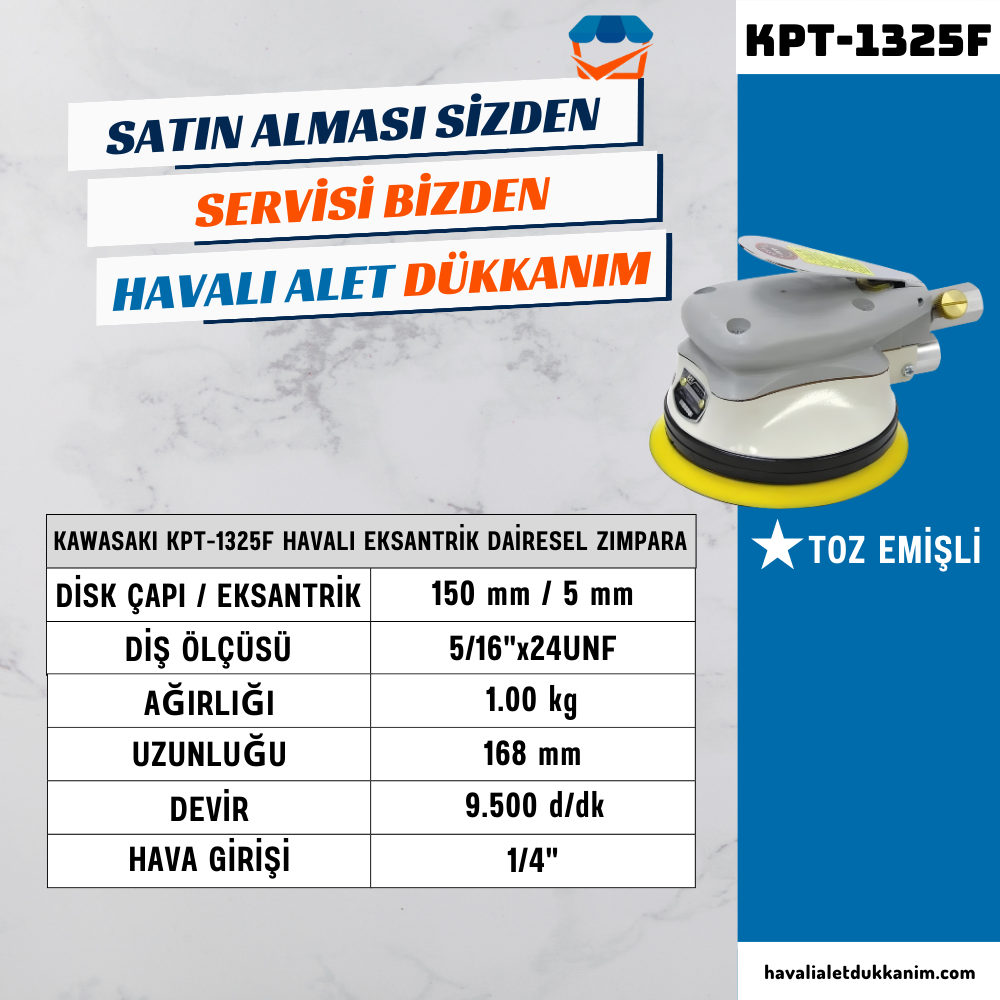 KAWASAKI KPT-1325F Havalı Eksantrik Dairesel Zımpara