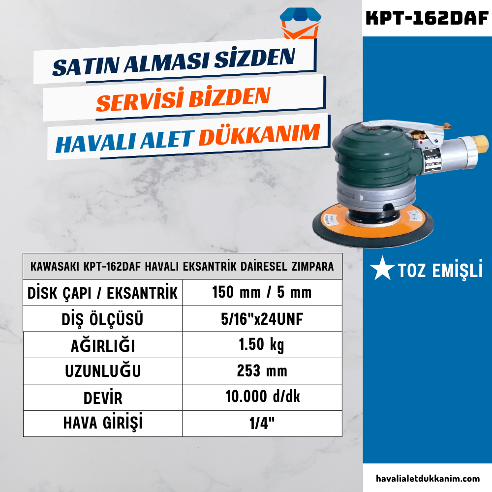 KAWASAKI KPT-162DAF Havalı Eksantrik Dairesel Zımpara