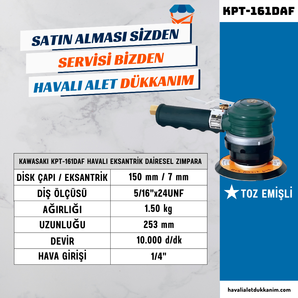 KAWASAKI KPT-161DAF Havalı Eksantrik Dairesel Zımpara