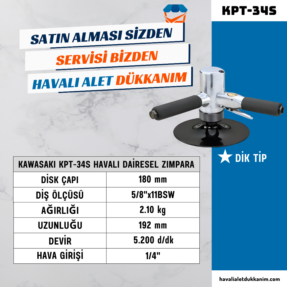 KAWASAKI KPT-34S Havalı Dairesel Zımpara
