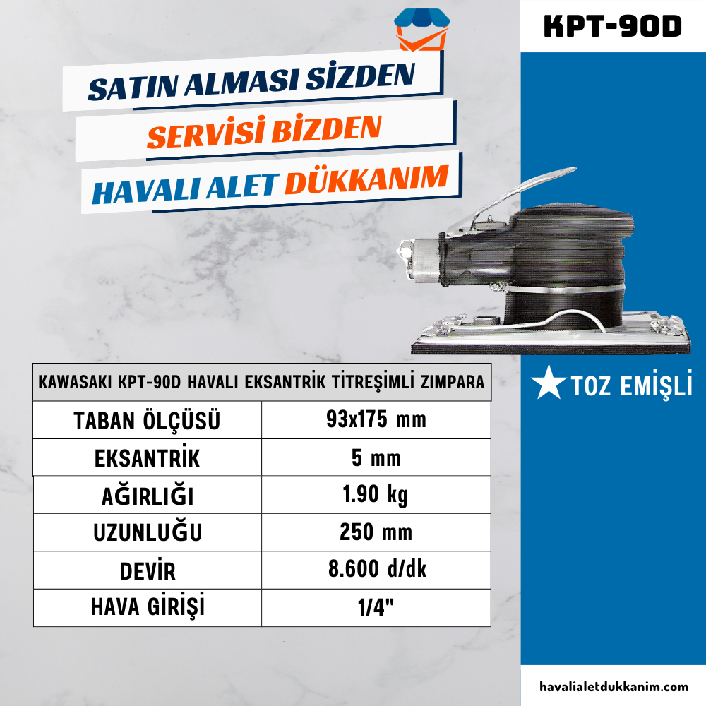 KAWASAKI KPT-90D Havalı Eksantrik Titreşimli Zımpara