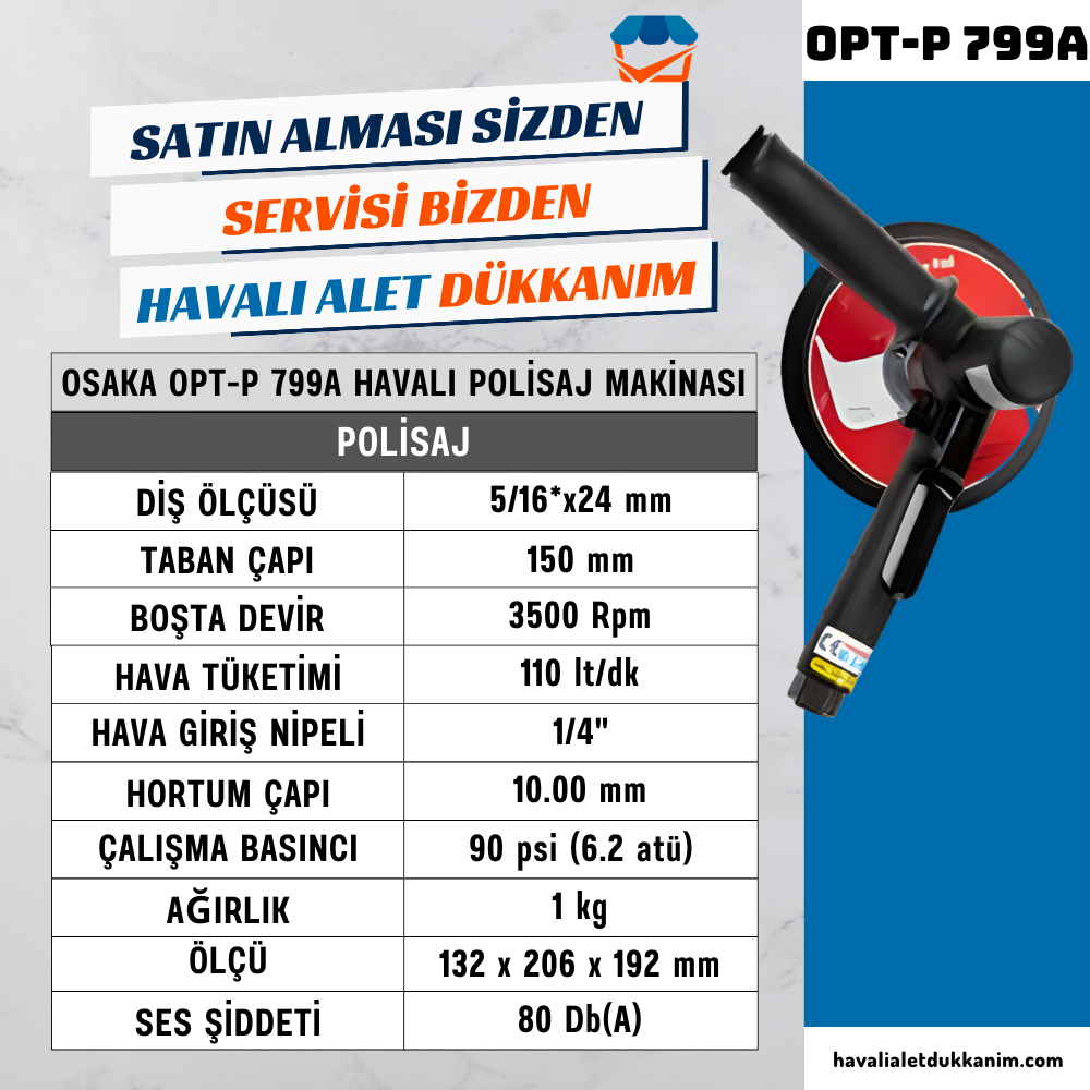 OSAKA OPT-P 799A Havalı Polisaj Makinası 150 mm
