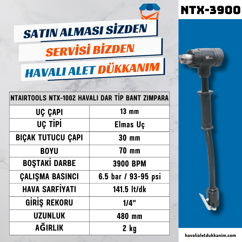 NTAirTools NTX-3900 Havalı Raspa Çekici